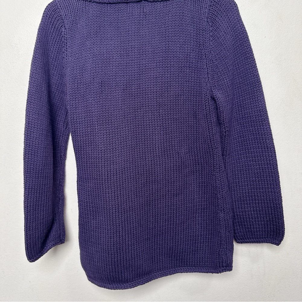 Pure Handknit womens Xsmall/Small Chunky Purple Belt Buckle Cardigan - Picture 13 of 14